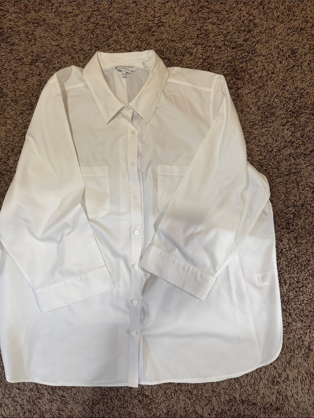 Foxtrot NYC White Cotton Button Up Blouse 22W Plus Size Non Iron Career Classic
